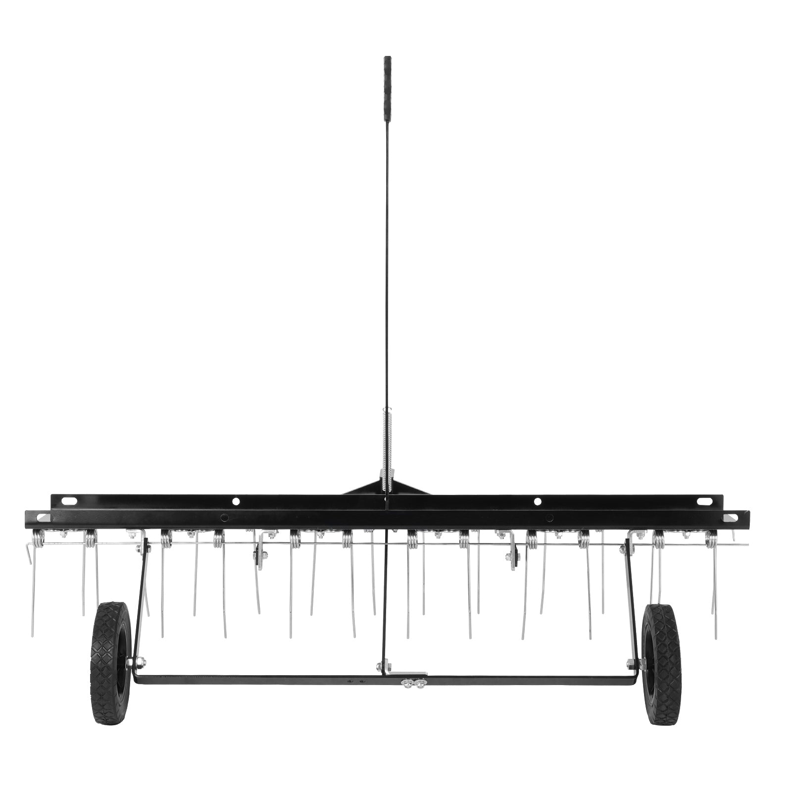 Tow Behind Dethatcher, 48-inch Tow Dethatcher with 24 Spring Steel Tines, Lawn Dethatcher Rake for ATV or Mower, Tow Behind Lawn Rake with Lift Handle for Garden Farm Grass