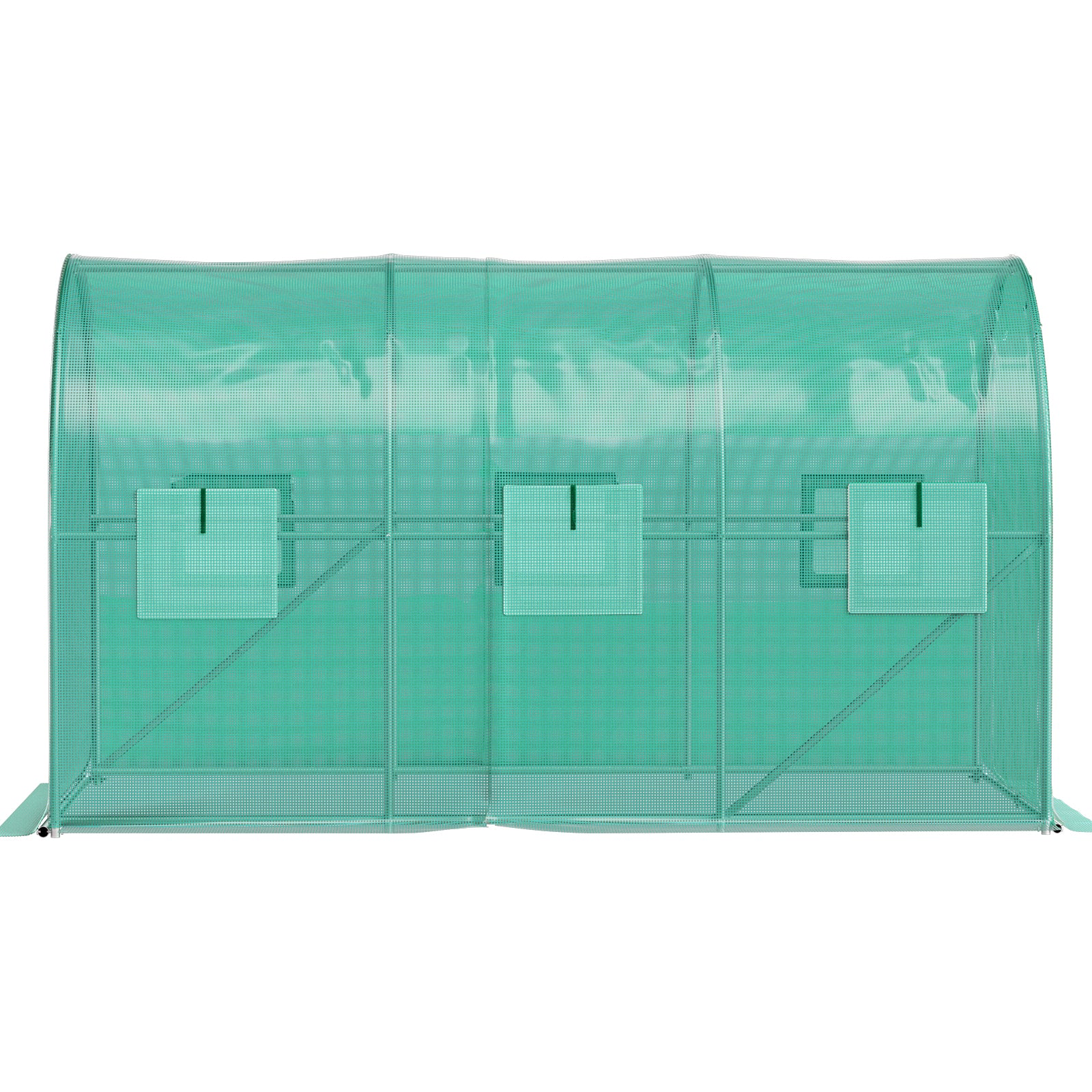 12ft x 7ft x 7ft Walk‑In Tunnel Greenhouse — Galvanized Steel Frame Roll‑Up Windows & Zippered Door Green