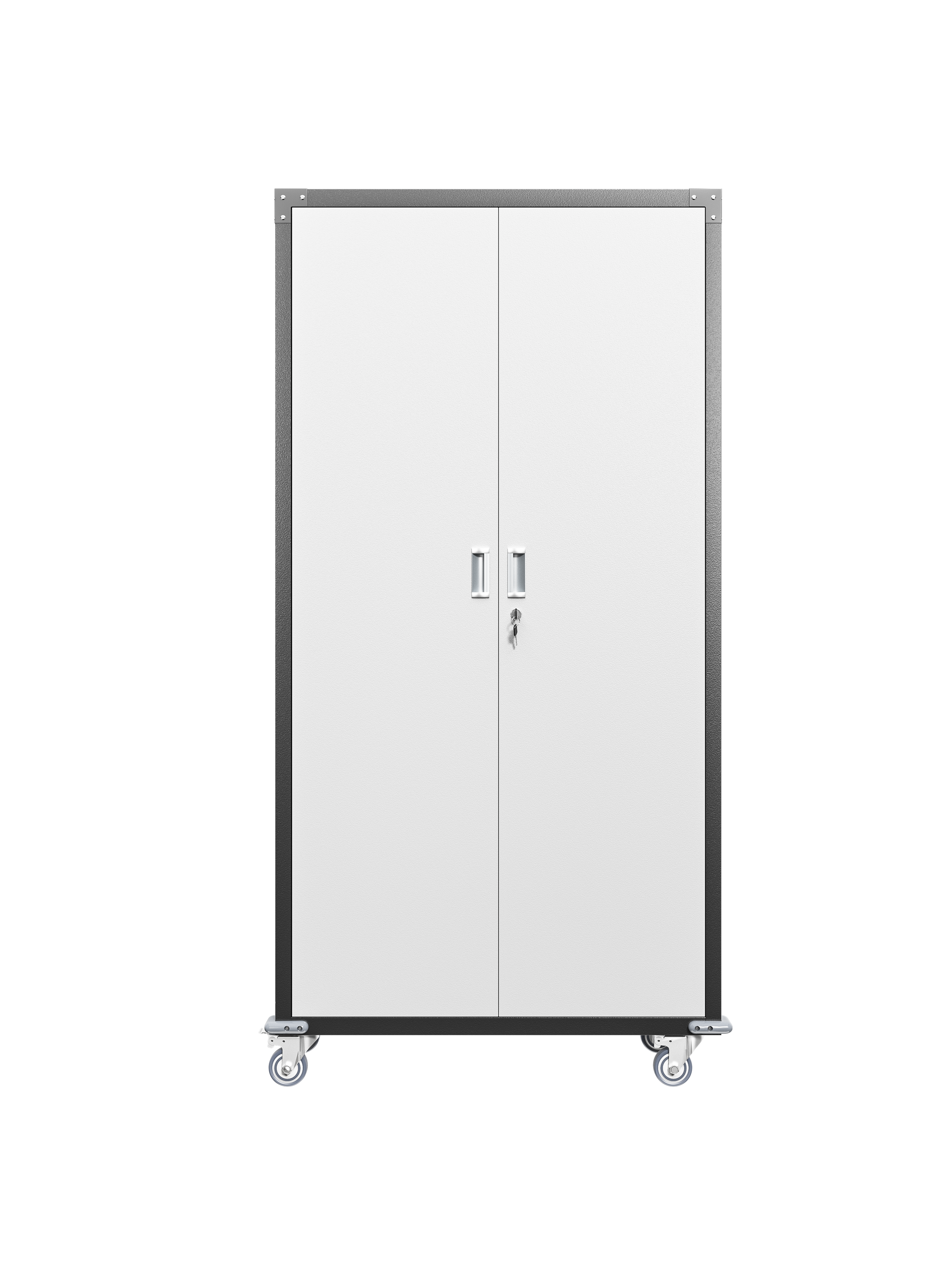 Garage Storage Cabinets with Locking Doors & 4 Adjustable Shelves – Heavy Duty Metal Cabinet with Casters