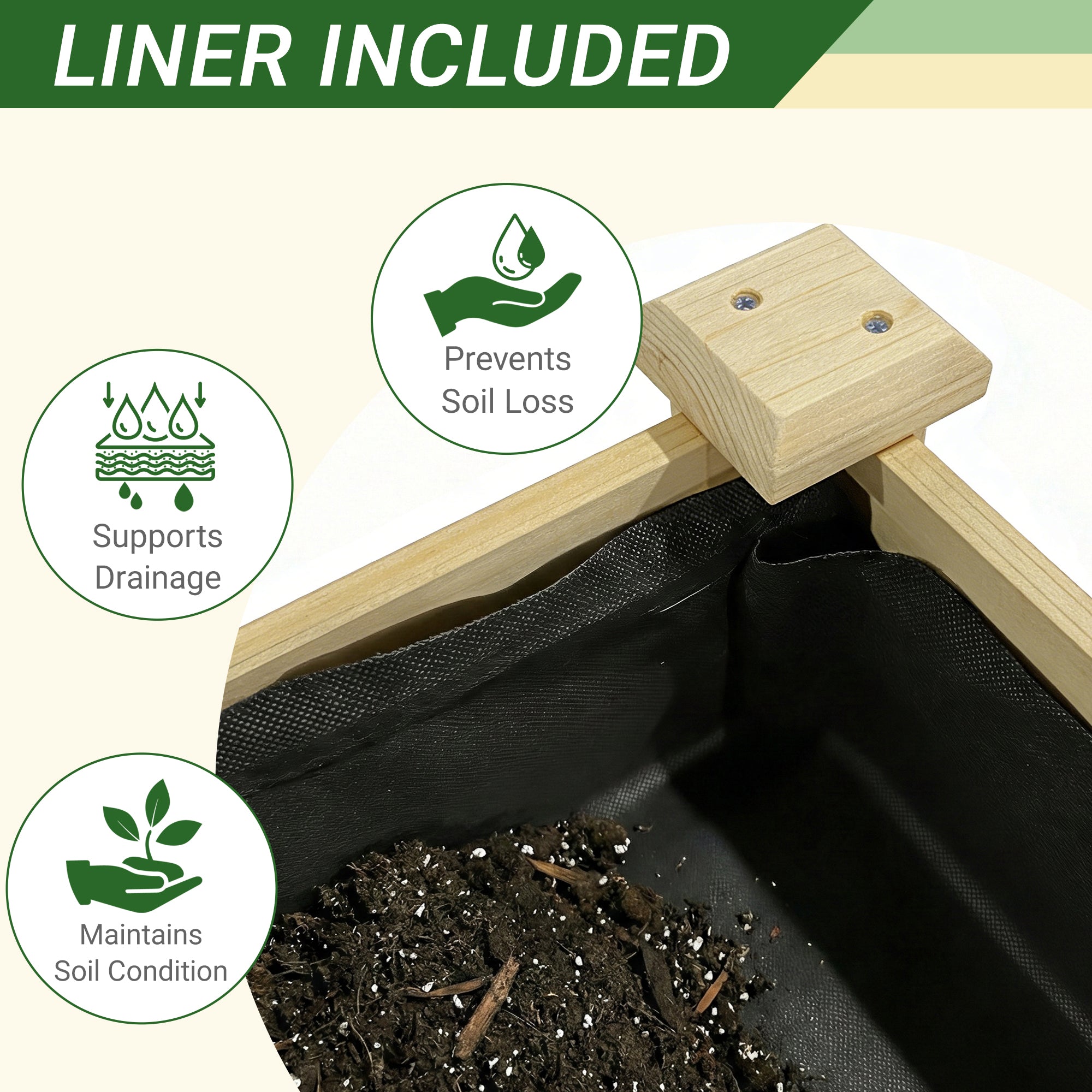Raised Garden Bed 48x23x31.1" – Elevated Wood Planter with Water Collection Tray & Storage Shelf