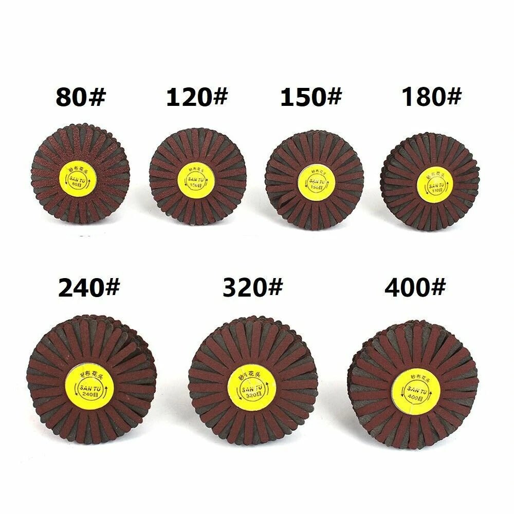80*6mm shaft Mounted Sandpaper Wire Polishing Wheel Radial Abrasive Brush for Wood Irregular Surface Finish - HomeDIYer