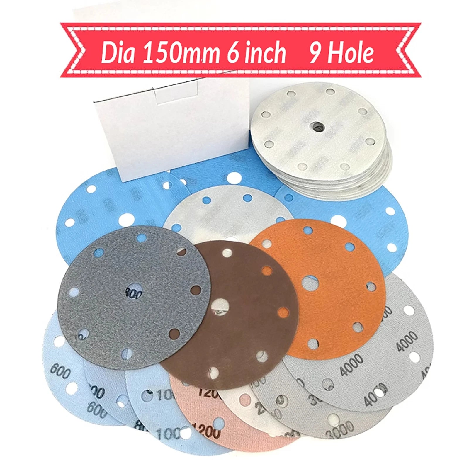 6" 150mm Wet and Dry Sanding Discs Film Sandpaper Hook & Loop Pads 600-5000 Grit