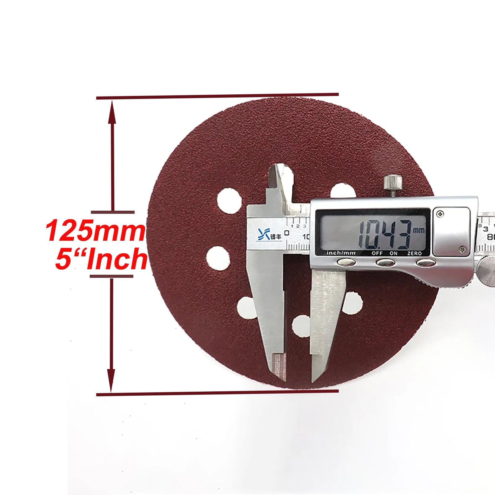 5 Inch 125mm 6 Holes Red Sandpaper Sanding Discs Grinding Polishing 40-180 Grit