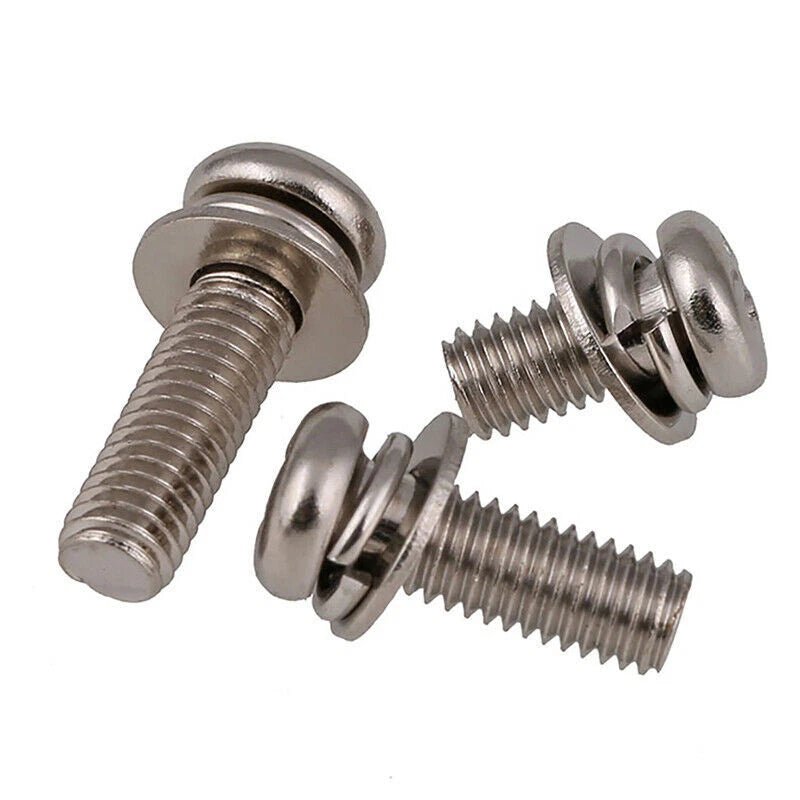 Phillips Pan Head Machine Screws with Washer — Nickel Plated M5 M6 M8 - HomeDIYer