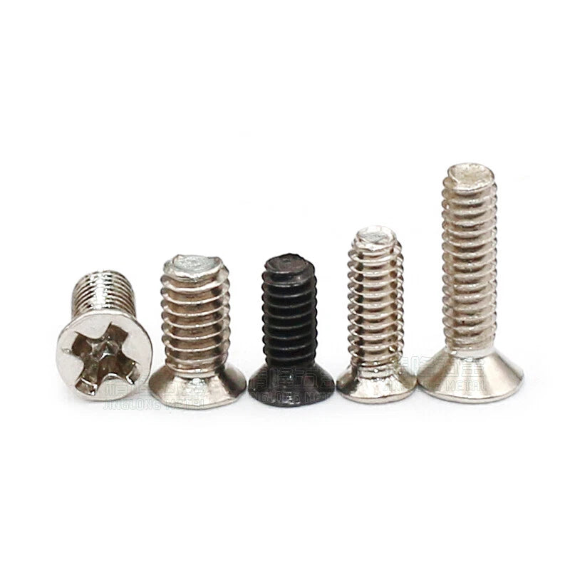 M2 M2.5 M2.6 Phillips Countersunk Head Machine Screws – Carbon Steel, 3–19mm