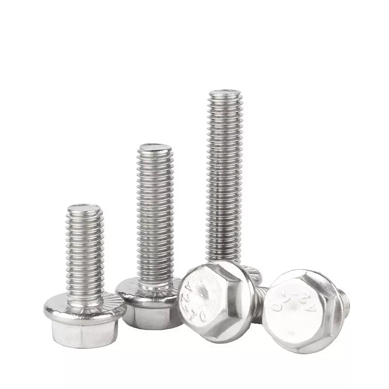 Hex Head Flange Screws 304 Stainless Steel Anti Loosening Bolts M5 - M12(10pcs) - HomeDIYer