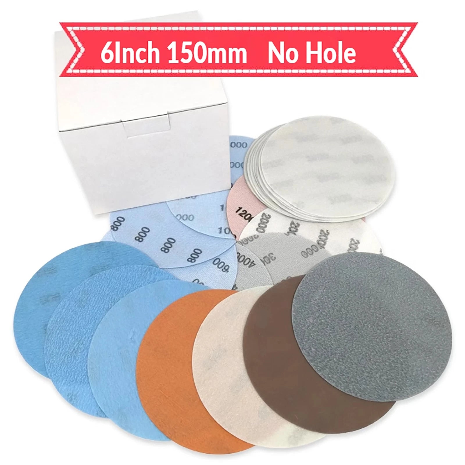 6" 150mm Wet and Dry Sanding Discs Film Sandpaper Hook & Loop Pads 600-5000 Grit