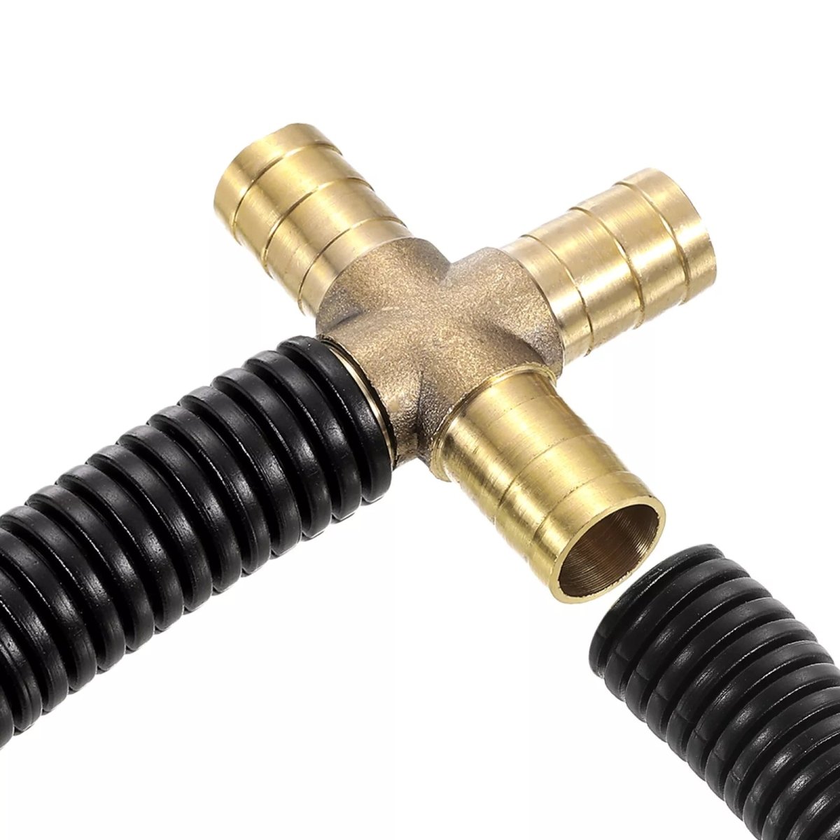 Brass 4 Way Pipe Fitting Cross Barb Union Fitting Pipe Adapter - HomeDIYer