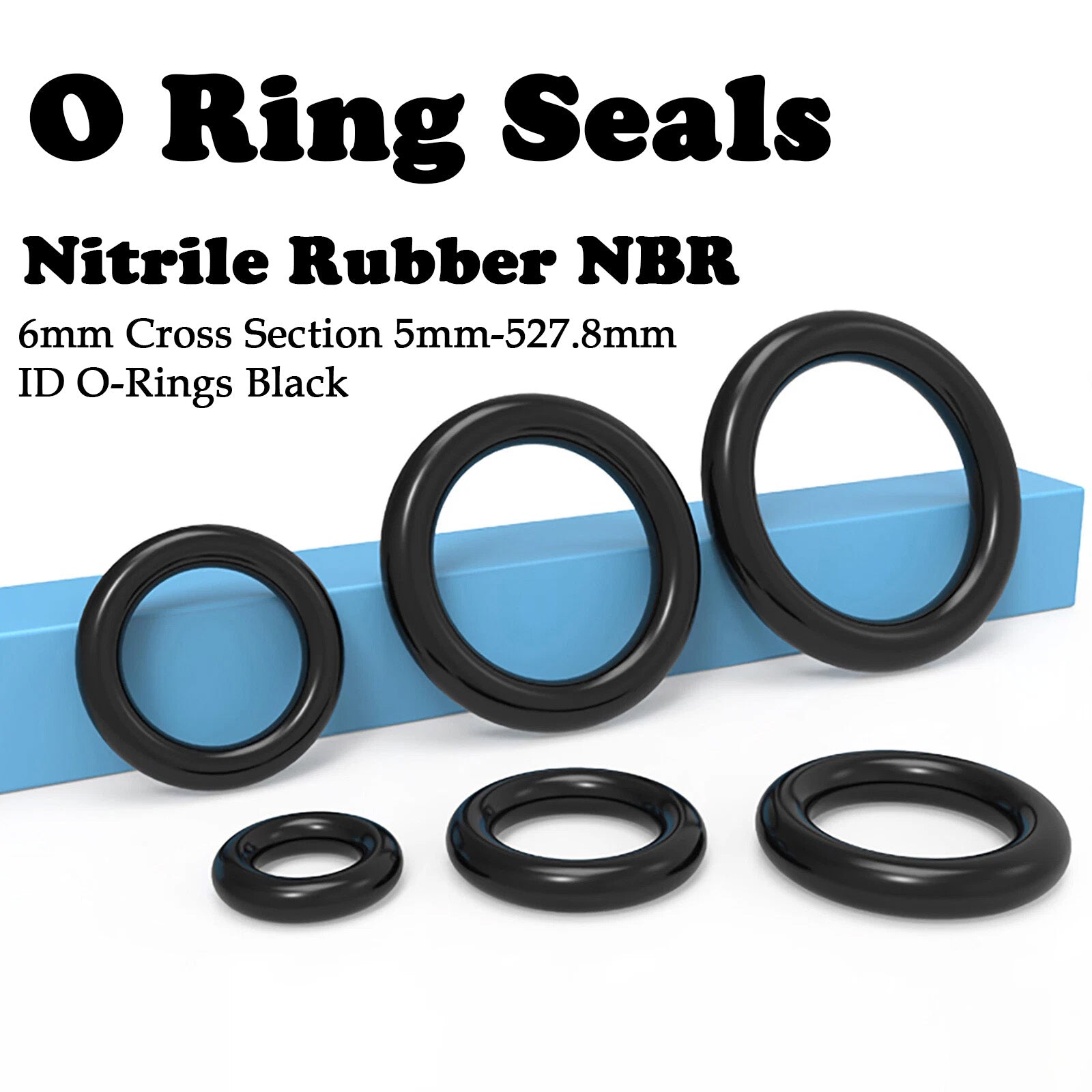 Nitrile Rubber NBR O Ring Seals 8.6mm Cross Section 19mm-982mm ID O-Rings Black