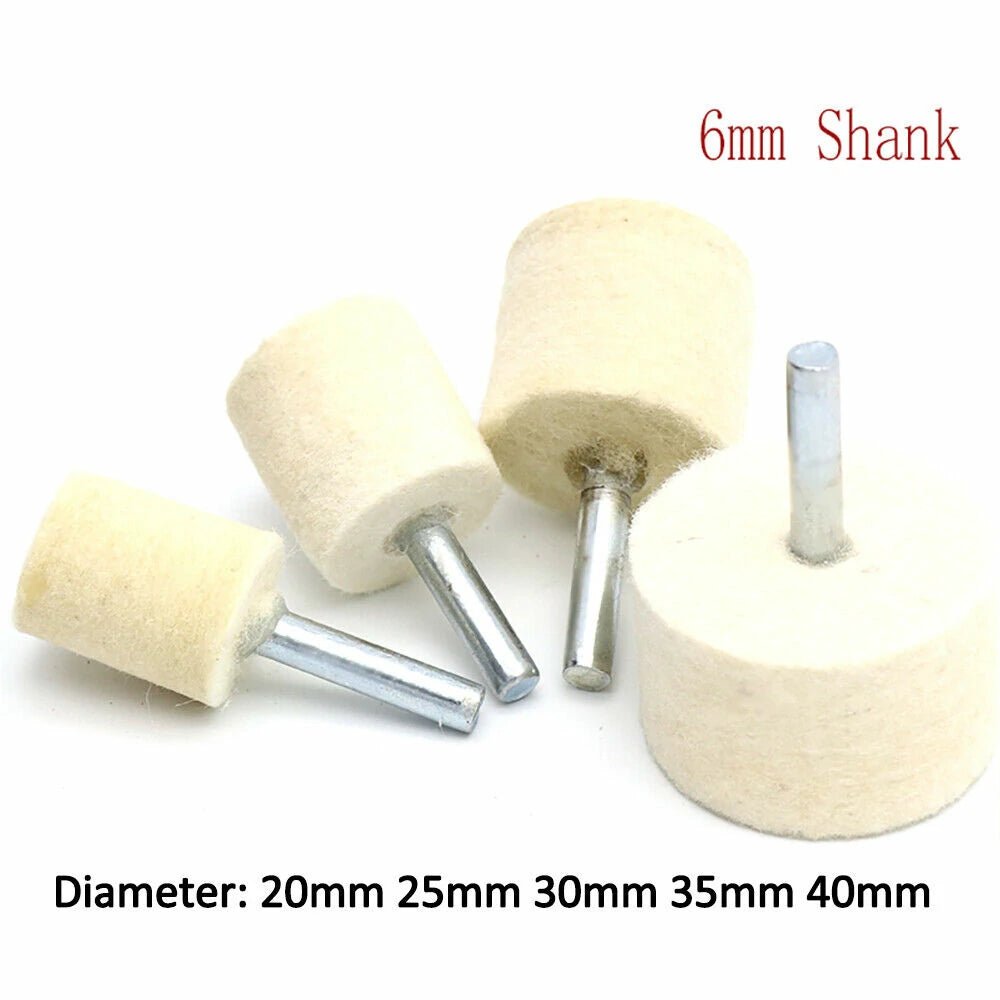 6mm 4" Shank 20 - 40mm Pad Wool Felt Polishing Buffing Wheel Grinding Head Metals Rotary Tools Wheels Tool Drill Electric Grinder - HomeDIYer