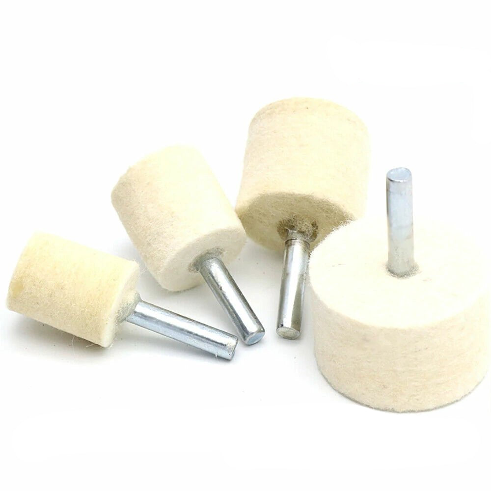 6mm 4" Shank 20 - 40mm Pad Wool Felt Polishing Buffing Wheel Grinding Head Metals Rotary Tools Wheels Tool Drill Electric Grinder - HomeDIYer