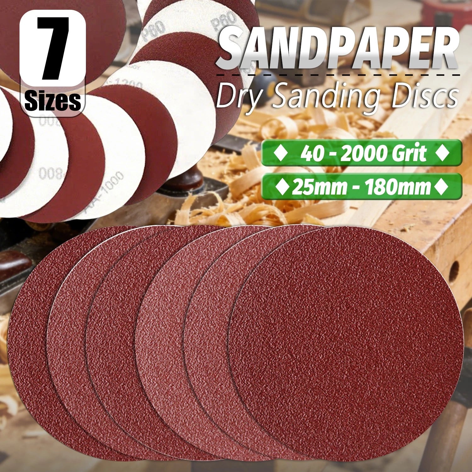1" to 7" Inch Dry Sanding Discs Pads Hook & Loop Sandpaper Pads 40-2000 Grit