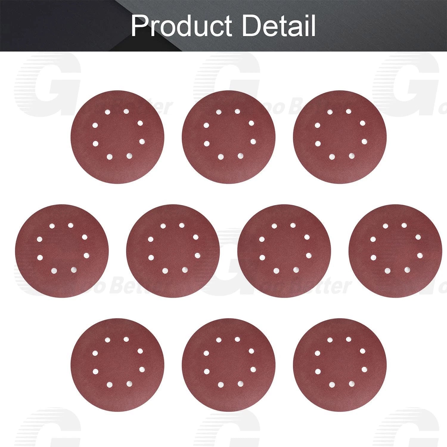 10Pcs 7 Inch 8 Hole Hook & Loop Sanding Disc 40-400 Grit for Flocking Sandpaper