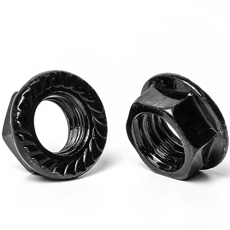 Carbon Steel Black Hex Flange Nuts M2 M2.5 M3 M4 M5 M6 M8 M10 M12 M16(10pcs) - HomeDIYer
