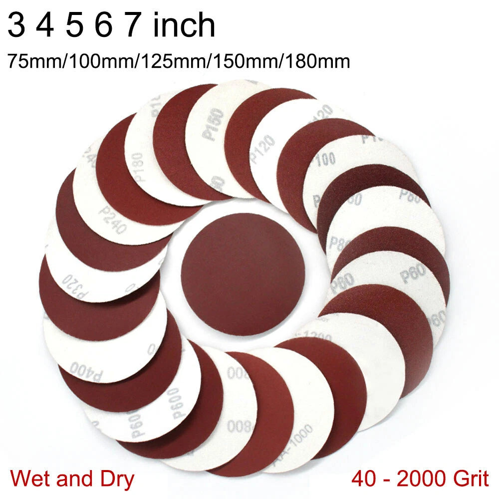 Red Hook and Loop Sanding Disc Orbital Sandpaper Pad 40-2000 Grit 3 4 5 6 7 inch