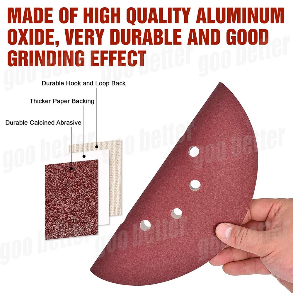 25/50PCS 225mm 9" Sanding Discs 10 Hole Hook and Loop Sandpaper 60-240 Grit
