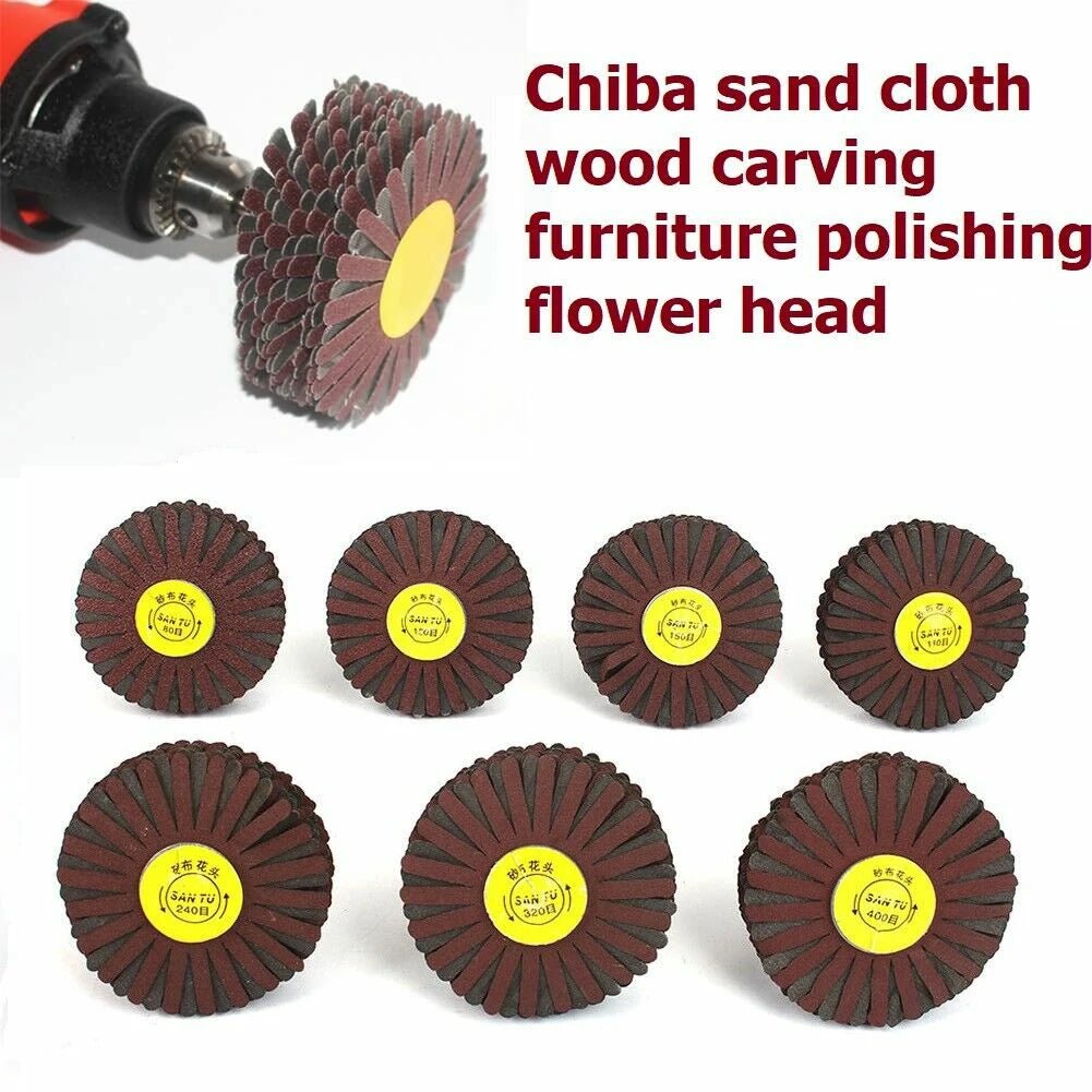 80*6mm shaft Mounted Sandpaper Wire Polishing Wheel Radial Abrasive Brush for Wood Irregular Surface Finish - HomeDIYer