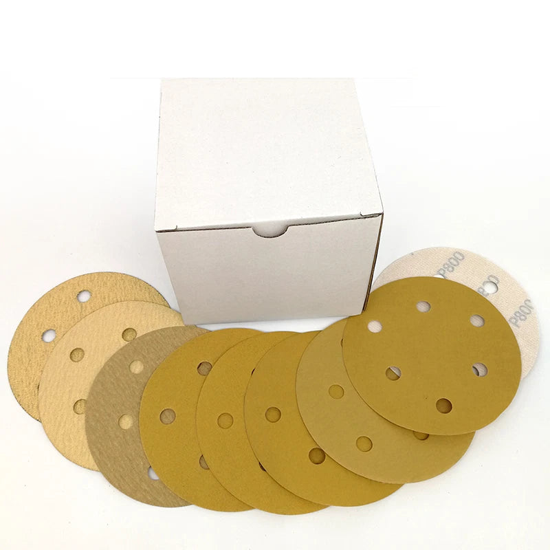 125mm Wet and Dry Sanding Discs 5" Sandpaper Hook and Loop Pads 6 Hole 80#-800#