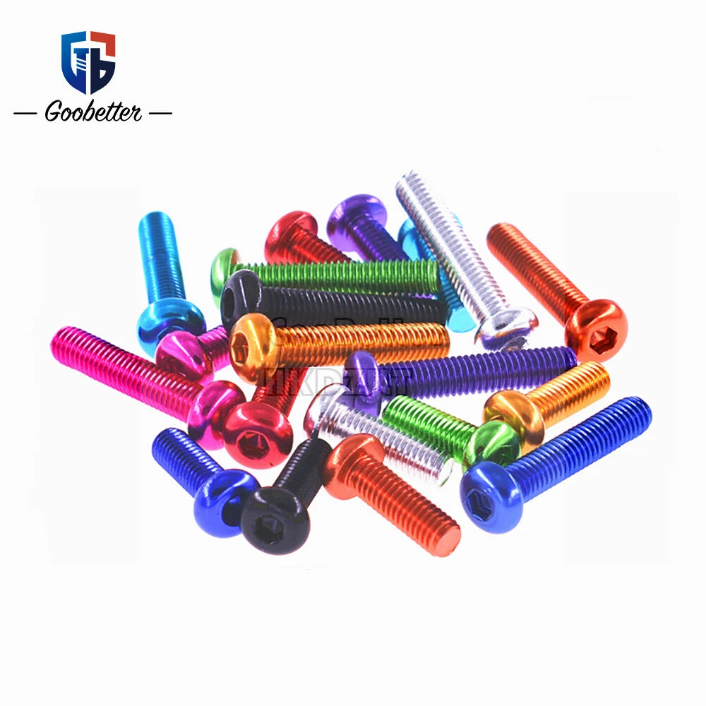 M3.5 Hex Socket Pan Head Screws — Color Anodized Aluminum Alloy, Multiple Lengths