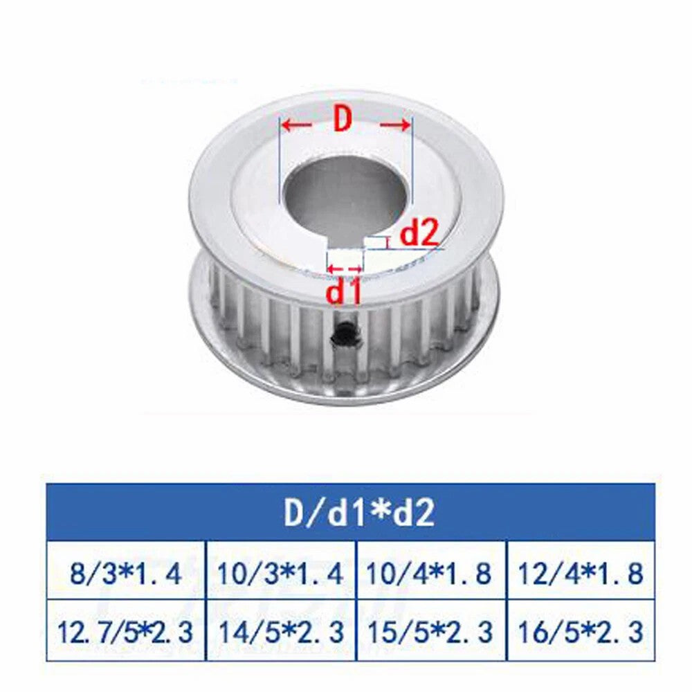 S2M 26T-80T Timing Belt Pulleys Pitch 2mm AF-type With Keyway Pulley Width 7mm