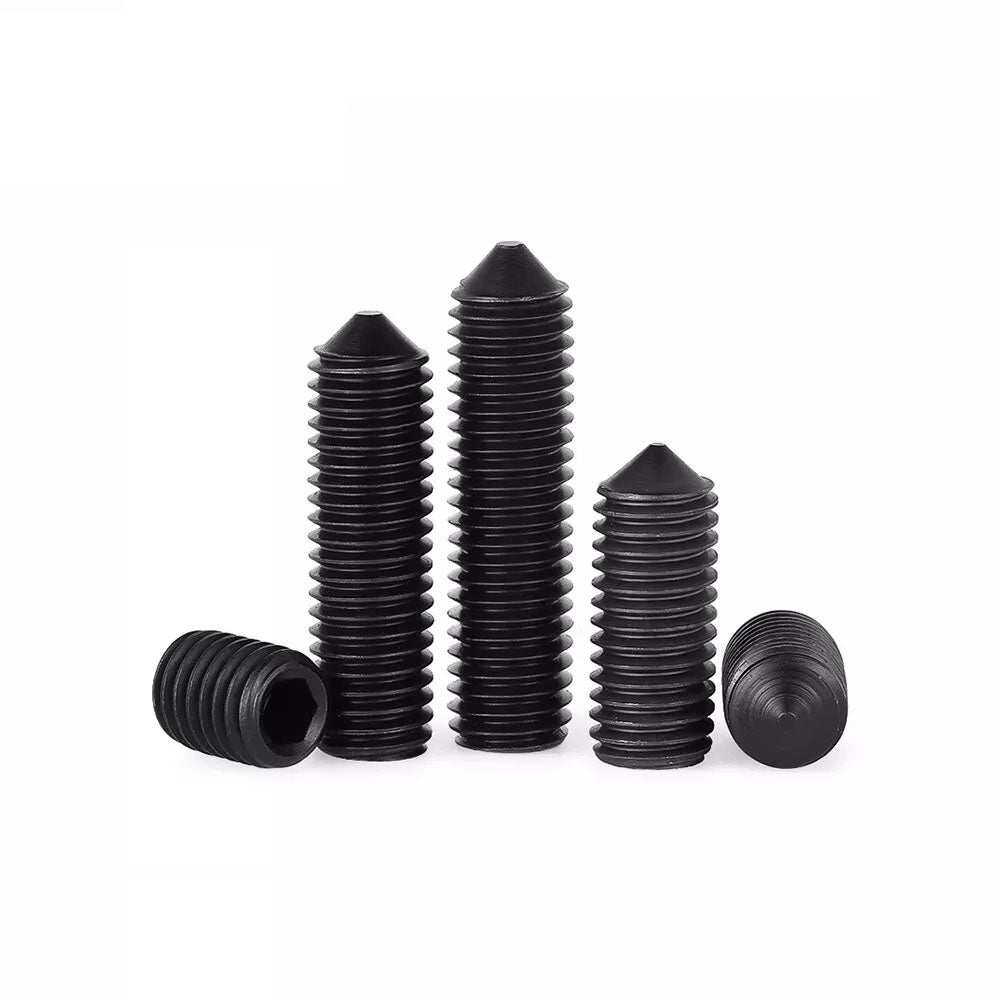 Grade 12.9 Carbon steel Black Allen Cone Point Grub Screws M2 M2.5 M3 M4 M5 - HomeDIYer