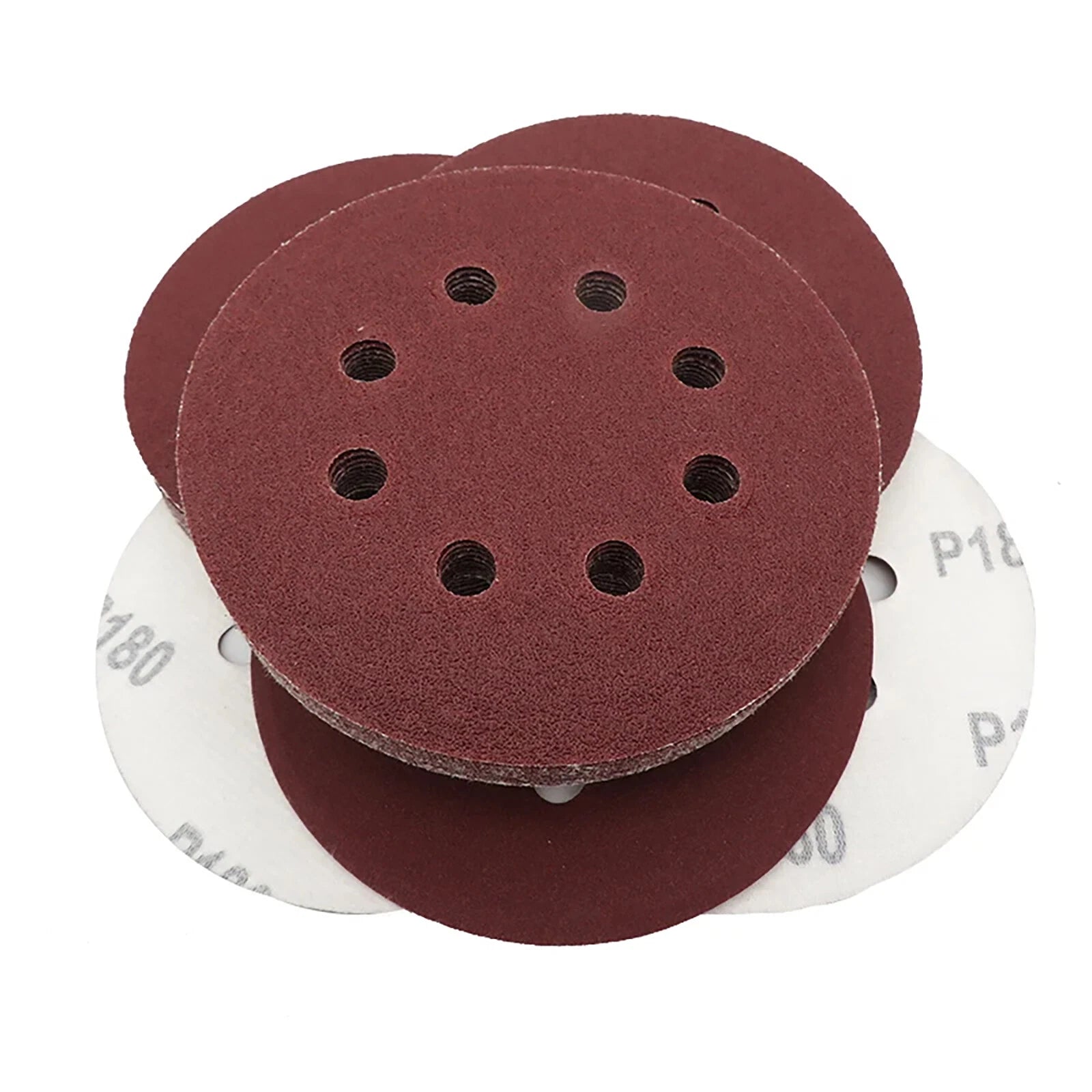 5 Inch 125mm 6 Holes Red Sandpaper Sanding Discs Grinding Polishing 40-180 Grit