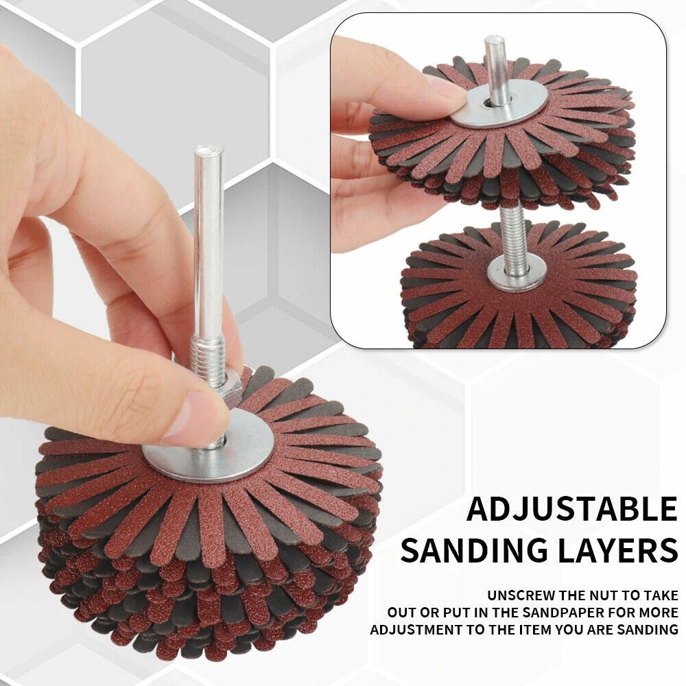 80*6mm shaft Mounted Sandpaper Wire Polishing Wheel Radial Abrasive Brush for Wood Irregular Surface Finish - HomeDIYer