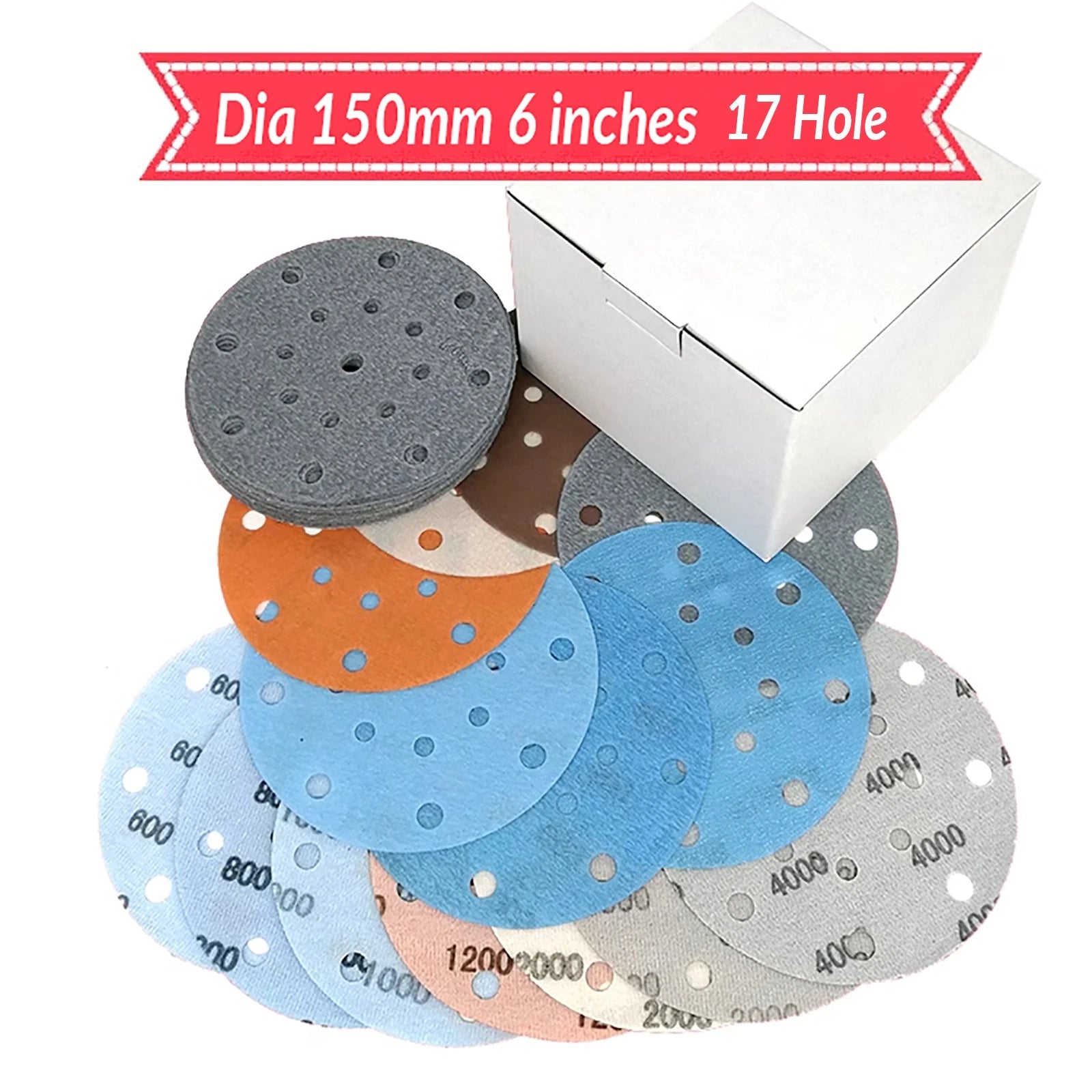 6" 150mm Wet and Dry Sanding Discs Film Sandpaper Hook & Loop Pads 600-5000 Grit
