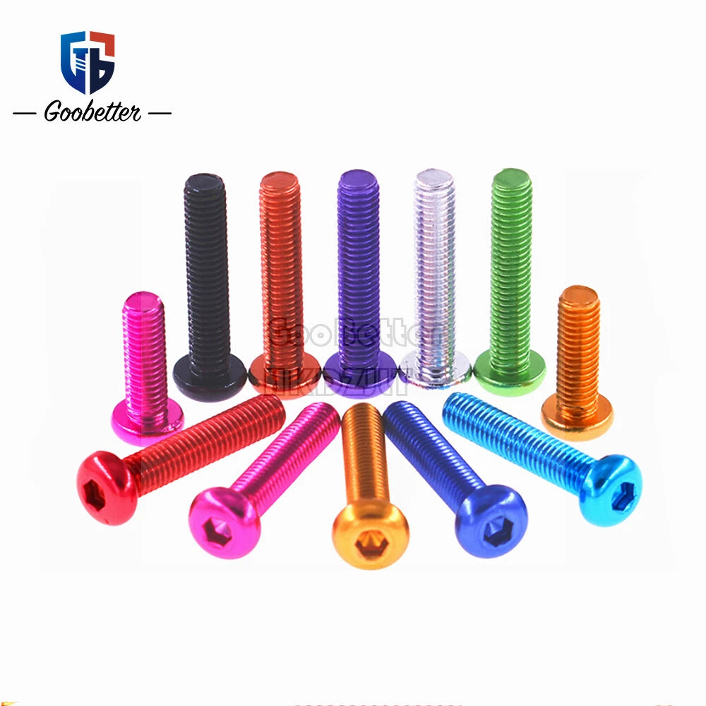 M3.5 Hex Socket Pan Head Screws — Color Anodized Aluminum Alloy, Multiple Lengths