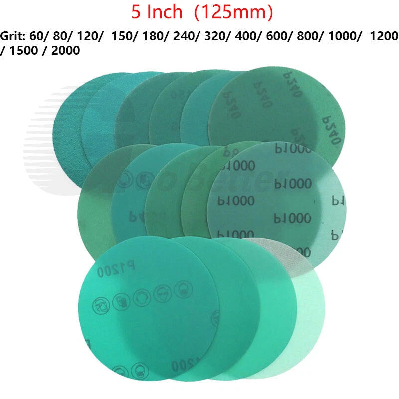 Wet & Dry Sanding discs 125mm 5inch Sandpaper Film Pads 60-2000 Grit Hook & Loop
