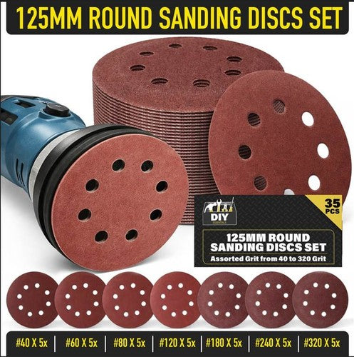 5 Inch(125mm)Hook & Loop Sponge Sandpaper 6 Hole Wet and Dry Sanding Discs
