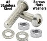 A4 Stainless Flanged Button Head Screws – M3 to M6, Phillips Drive, Marine Grade (4–50mm Lengths)