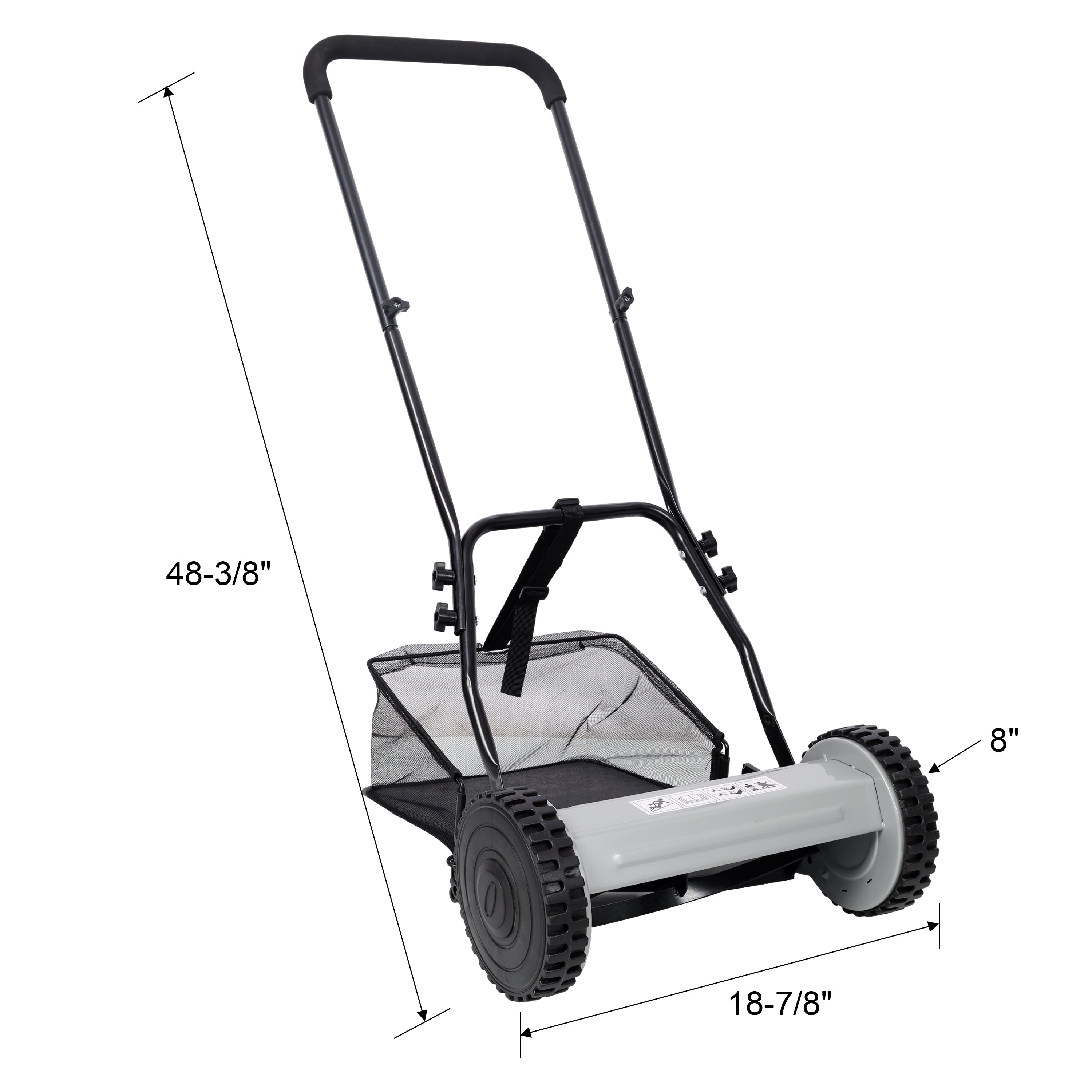 COLOR 14-Inch 5-Blade Push Reel Lawn Mower with Grass Catcher, GRAY COLOR