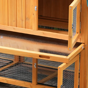82-Inch Extra Large Outdoor Rabbit Hutch with Waterproof Roof & Pull-Out Tray