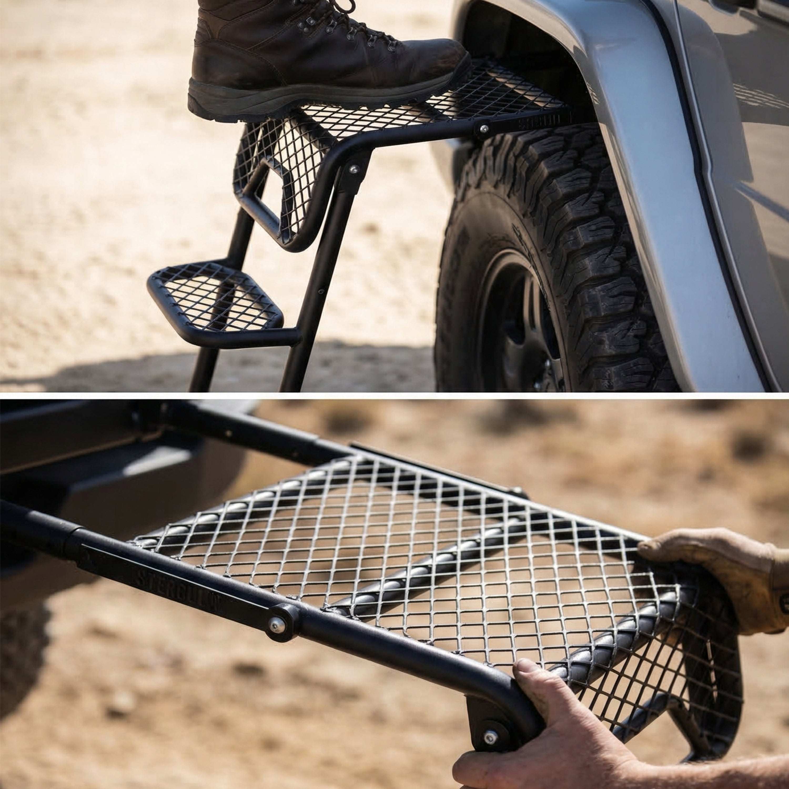 Foldable SUV Tire Step — 330 lb Capacity, Adjustable Vehicle Access for Truck, RV & Off‑Road, Black