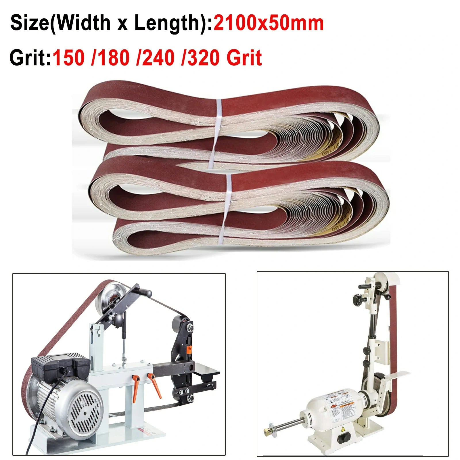 50x2100mm Sanding Belts 150/180/240/320 Grit Belt Sander Sandpaper For Belt Sander Polishing Machine Abrasive Tools - HomeDIYer