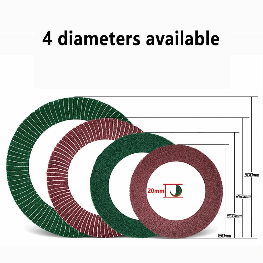 150/200/250/300mm Nylon Fibre Flap Wheel Polishing Sanding Discs Pads Abrasive Green/Red - HomeDIYer