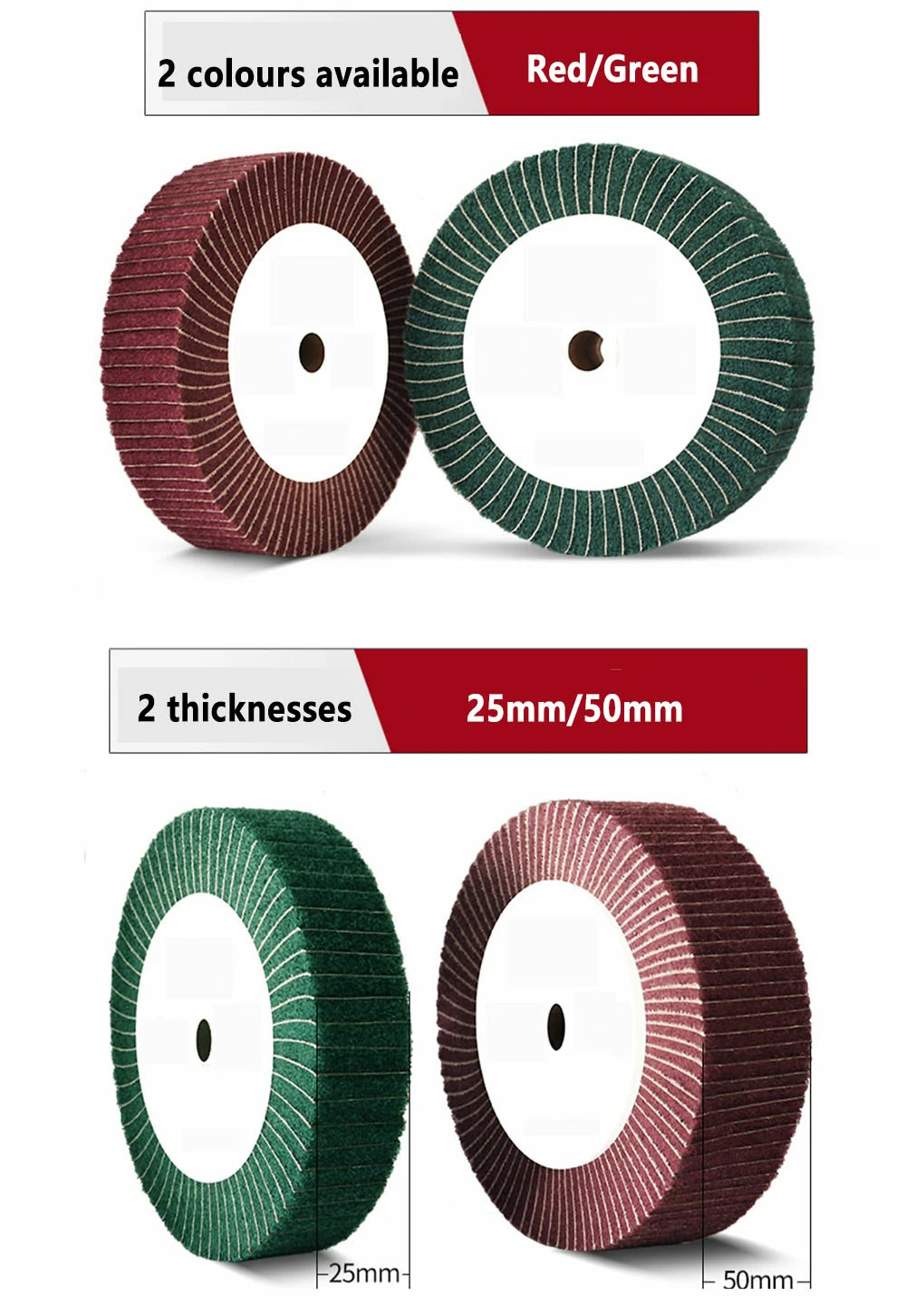 150/200/250/300mm Nylon Fibre Flap Wheel Polishing Sanding Discs Pads Abrasive Green/Red - HomeDIYer