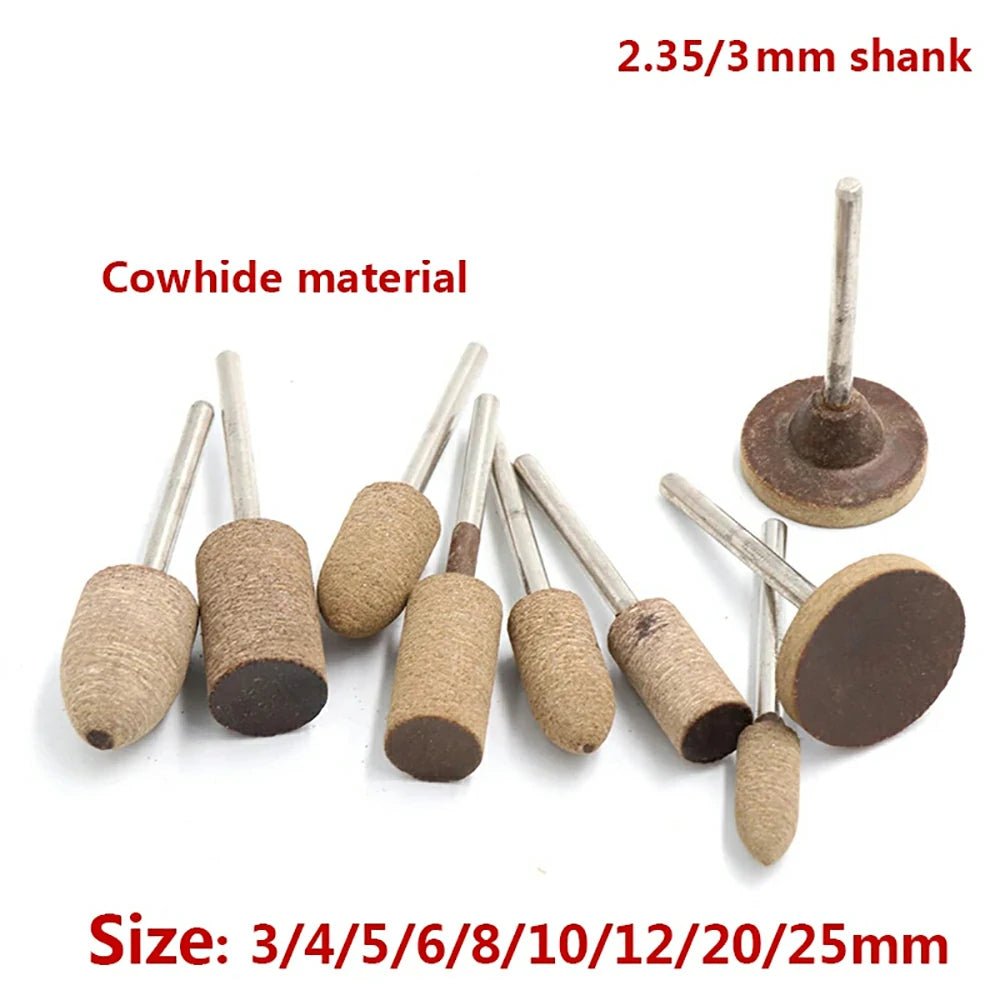 Leather Grinding Head Polishing Buffing Brush Wheel for Rotary Tools Dremel Accessories 2.35mm/3mm Shank - HomeDIYer