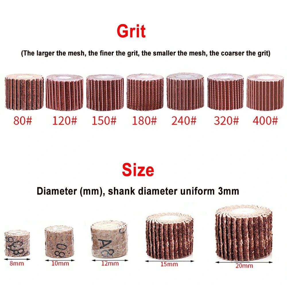 3mm Dia Sanding Flap Disc Grinding Flap Wheels Brush Sand For Dremel Accessories Tools For Abrasive Grinder Rotary For - HomeDIYer
