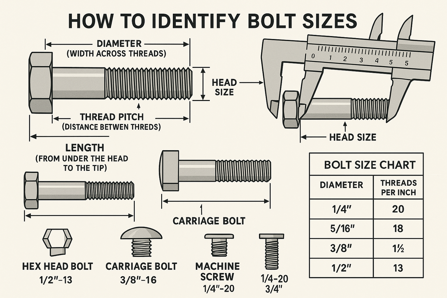 How to identify bolt size?