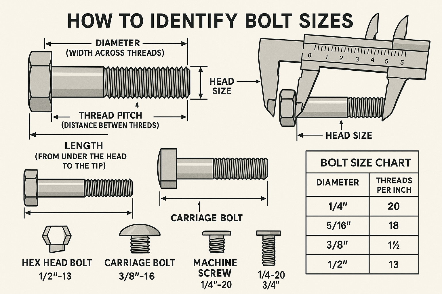 How to identify bolt size?