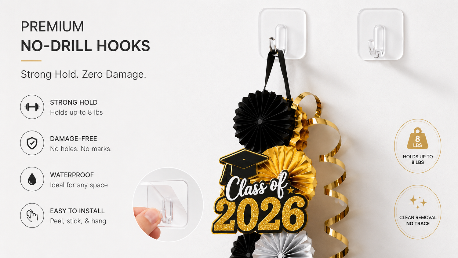 No-Drill Graduation Party Streamers: Apartment-Safe Hooks