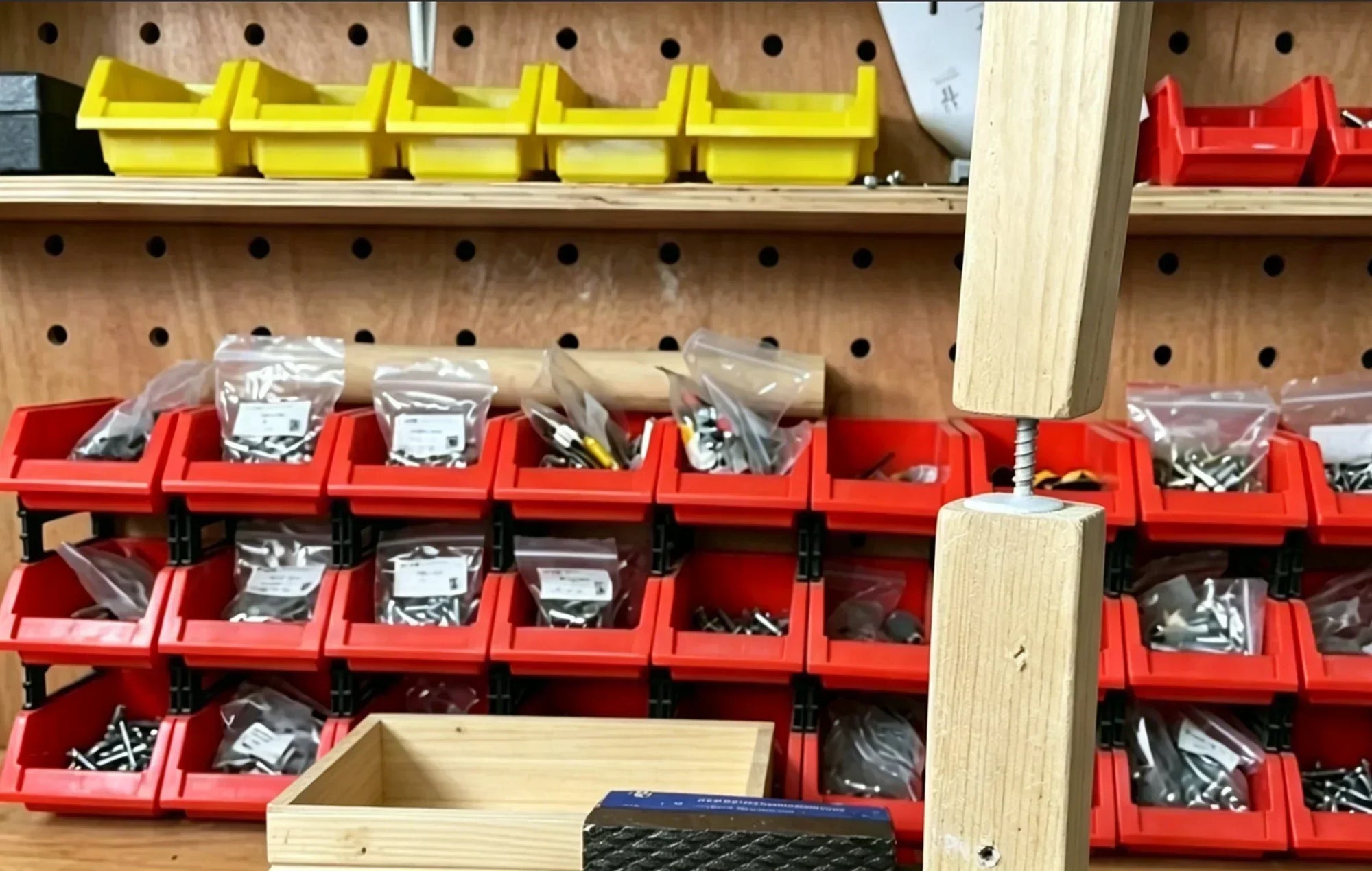 High-strength screw as hidden joint connector in wood.