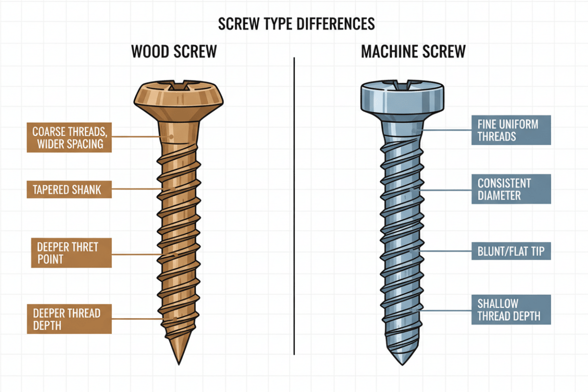 What's the difference between a wood screw and a normal screw? - HomeDIYer