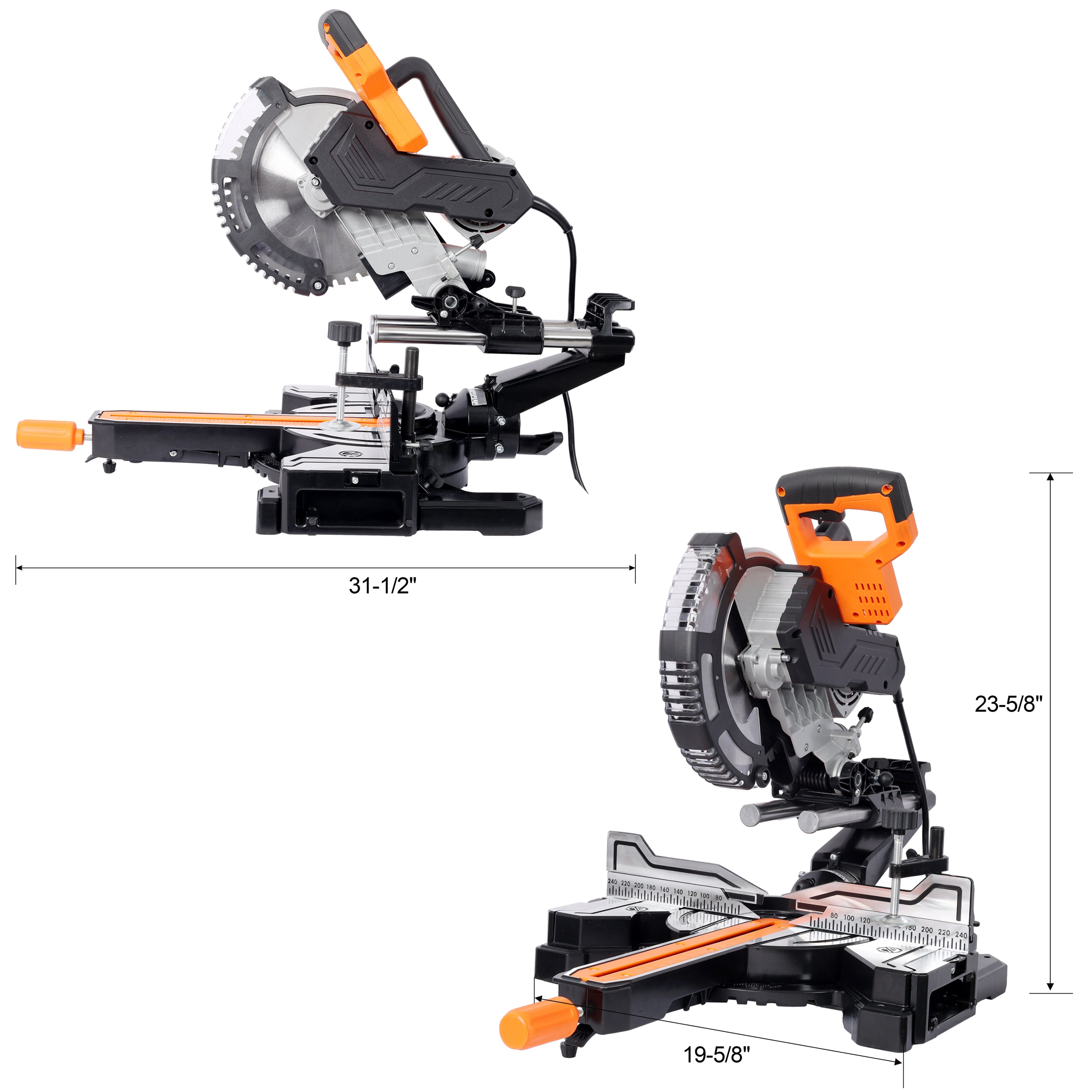 10inch Dual Bevel Double Speed Sliding Miter Saw with LED, 48T Blade,0-45° Bevel,2-Speed 5000/3200 RPM,15Amp Miter Saw with Extension Table,3.5x13in Cutting Capacity