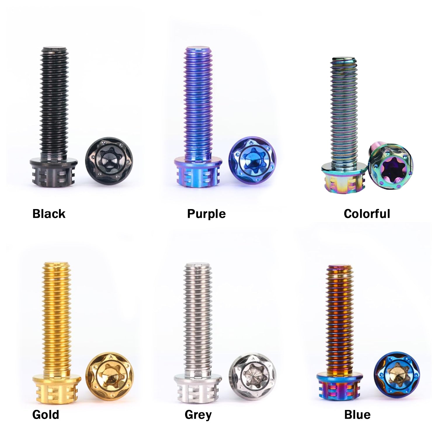 M4 M5 M6 M8 TC4 Titanium Screws Torx/Hex 6 colors 10-60mm （5Pcs）