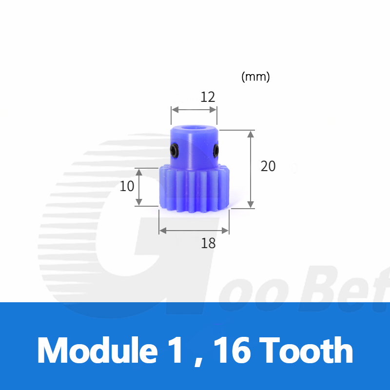 Nylon Mod 1 Spur Gear 15-150 Tooth with Step Pinion Motor Gears Bore 4-16mm Blue