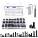 1500pcs Screws Assortment , M2 M3 M4 M5 10.9 Grade Alloy Steel Hex Flat Head Cap Bolts Nuts Washers Assortment Kit with Hex Wrenches