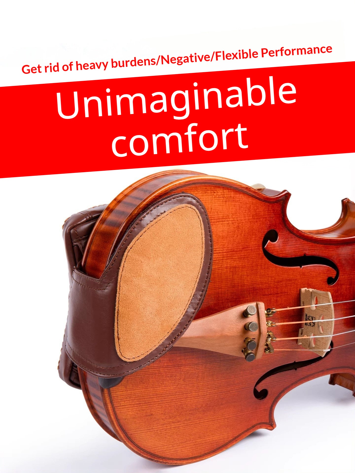 Deinmei Sheepskin Violin Shoulder Pad & Chin Rest Cushion – Breathable, Pressure‑Relieving (4/4 to 1/16, Brown/Black)